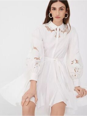 Maje Rebello Cotton Lace Inset Shirt Dress